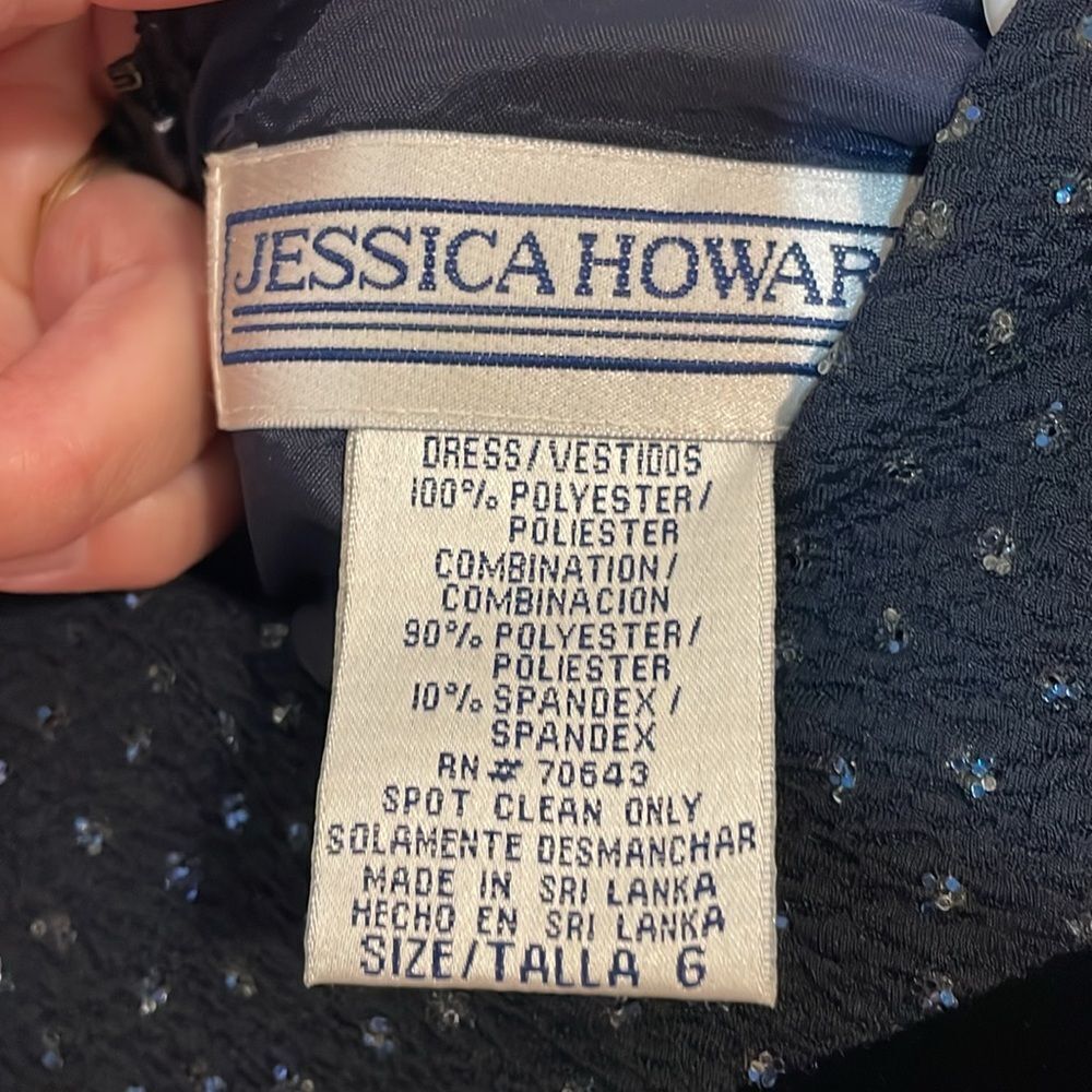 Vintage Jessica Howard Evening Gown, Black, long sleeve, bejeweled, 6 - Picture 4 of 5